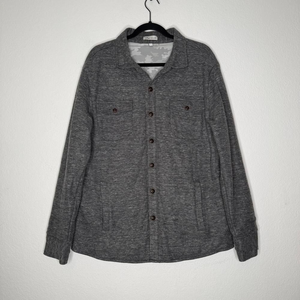 Peter Millar Mountainside Heathered Gray Cotton Linen Button Jacket Size L